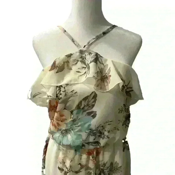 High Low Women’s Floral White Ruffle Dress Maxi - Picture 2 of 6